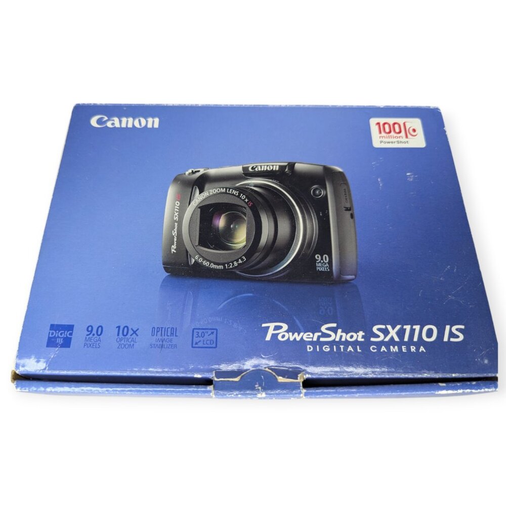Cannon Digital Camera PowerShot SX110 IS 9 MP w/SD Card and Original Box WORKS